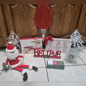9pc Christmas Decor Bundle, Santa Believe, Christmas tree, ornament reindeer gam